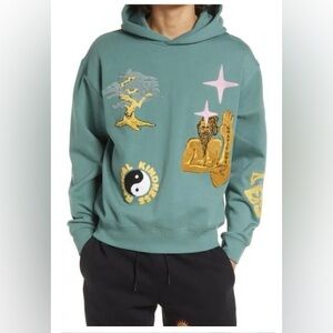 Jungles Radical Kindness Embroidered Hoodie in Alpine Green